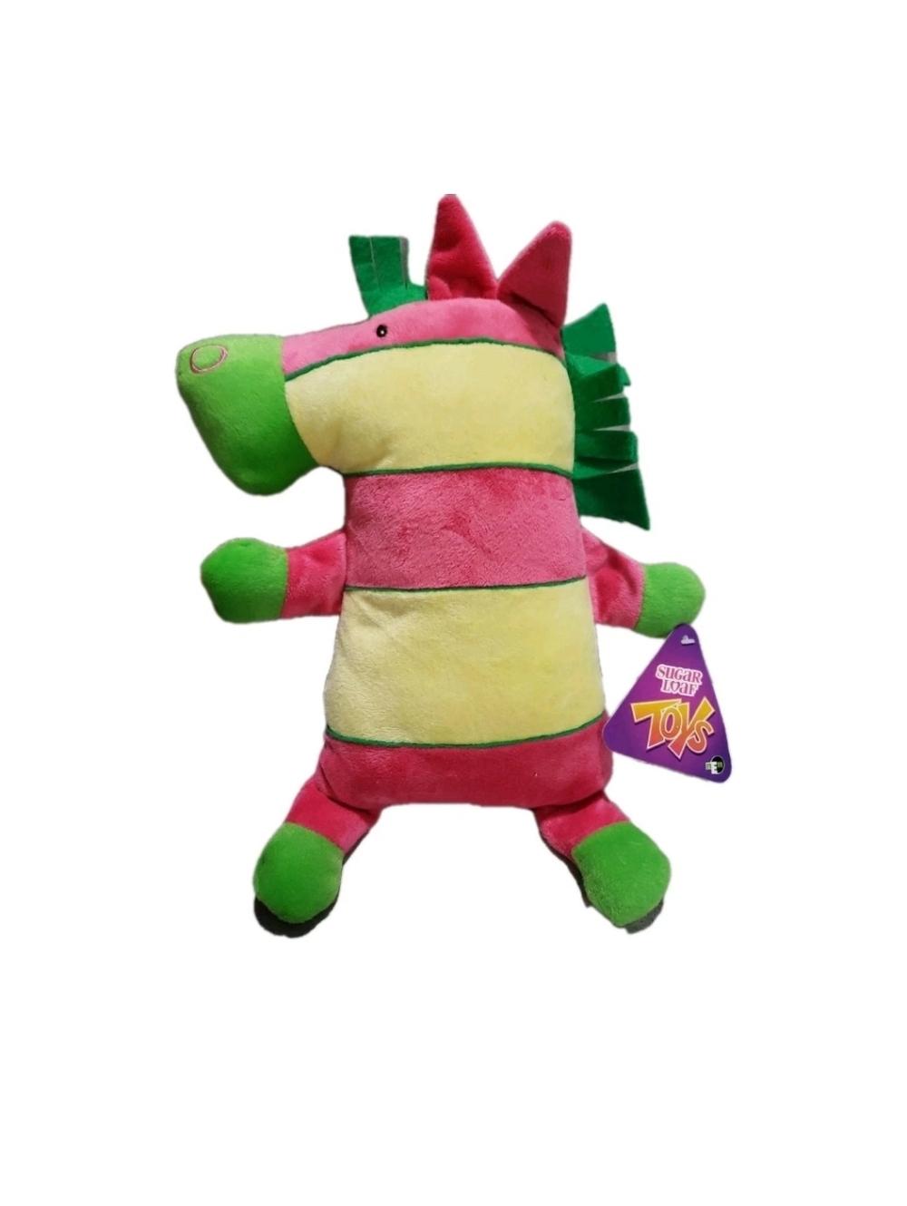 Sugar Loaf Toys Colorful Zebra Yellow Pink Green Striped NWT Double Sided